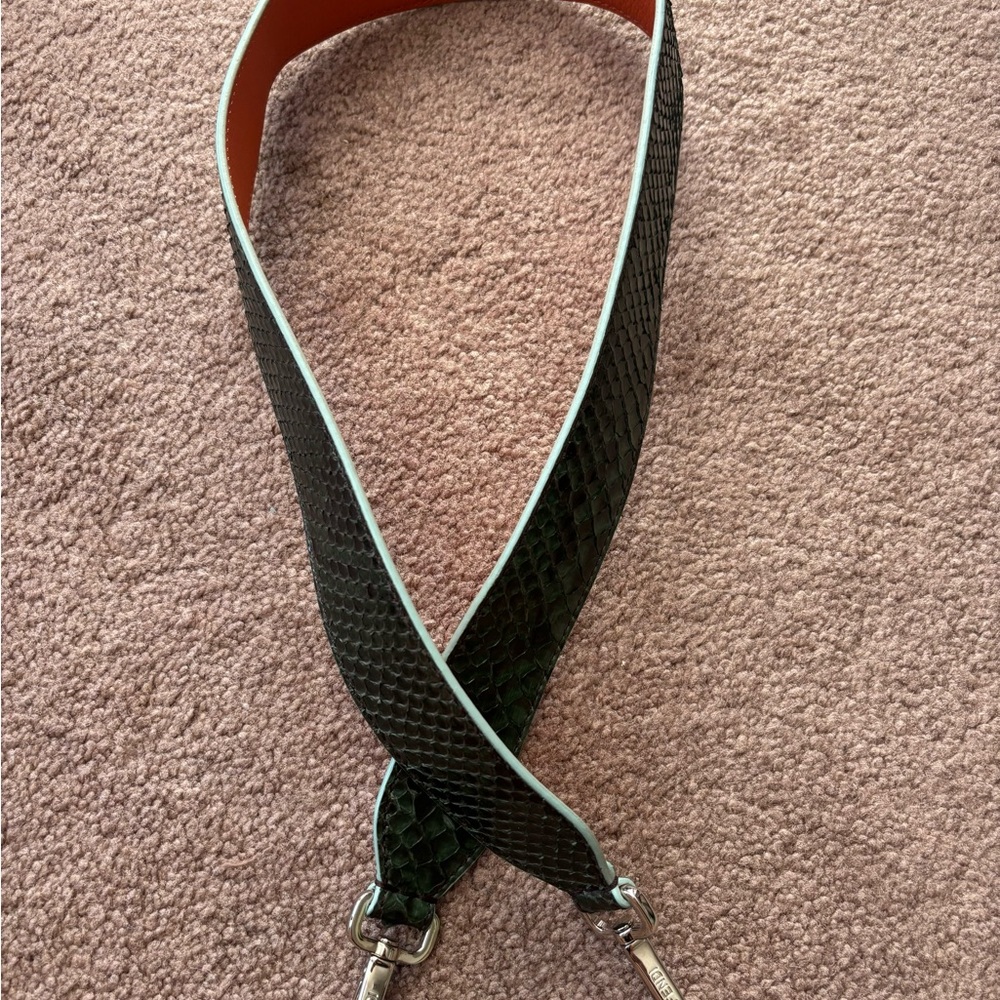 Fendi Dark Green And Orange Python Strap - image 1